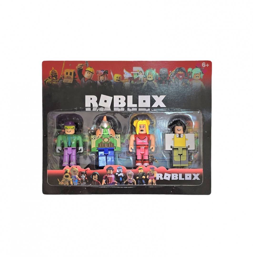Set 4 Figurine, tip Roblox, verde/multicolor, 7.5 cm