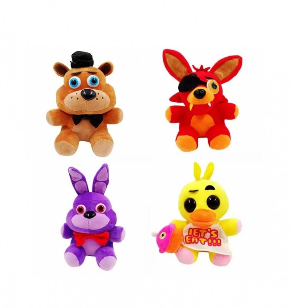 Set 4 jucarii de plus, Fnaf Five Nights at Freddy's, multicolor, 25 cm