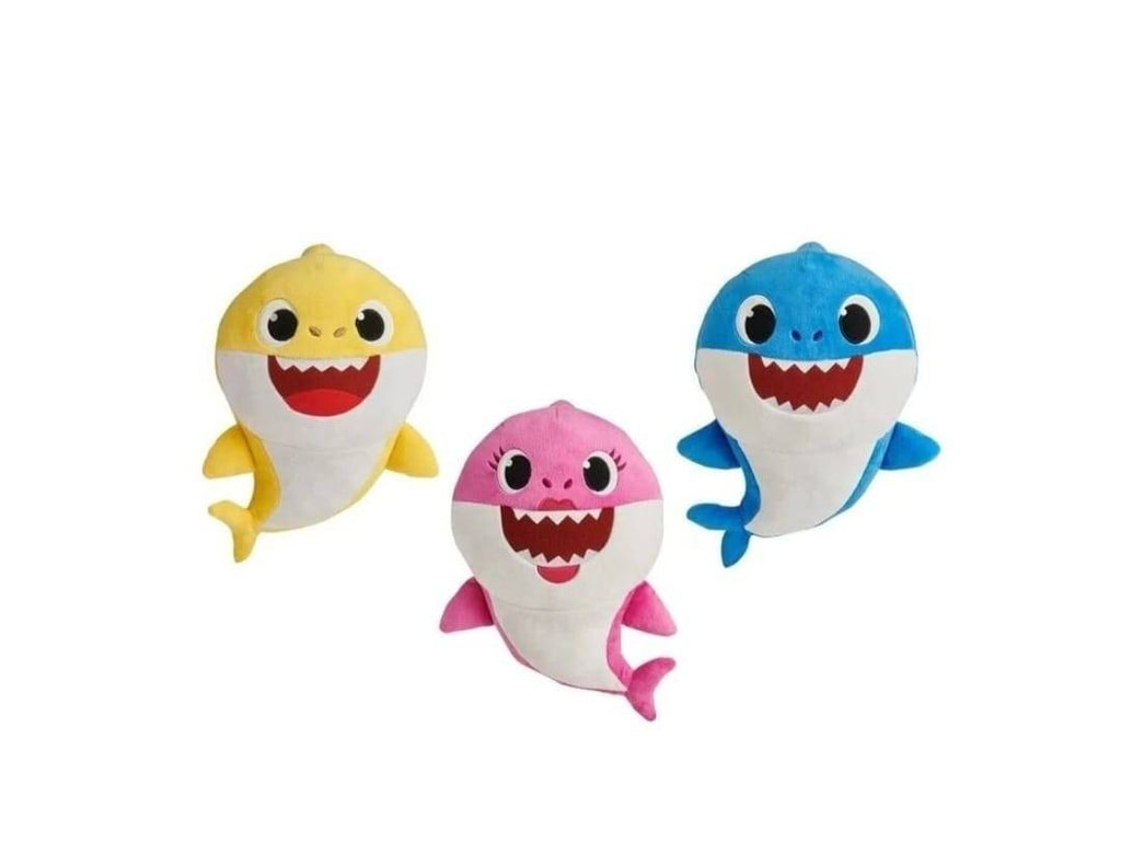 Set 3 Jucarii de plus, tip Baby Shark cu ventuza, multicolor, 24 cm
