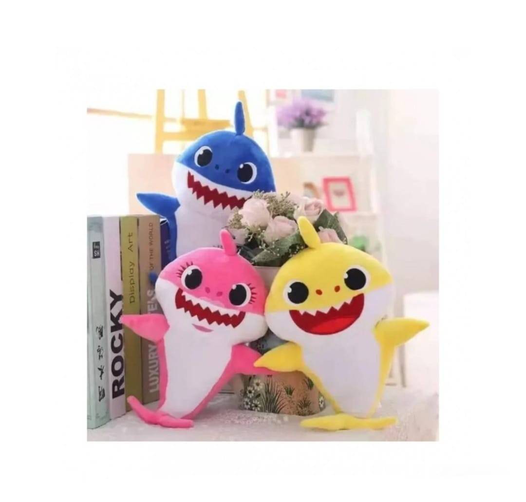 Set 3 Jucarii de plus, tip Baby Shark cu ventuza, multicolor, 24 cm