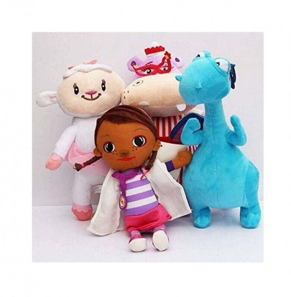 set 4 jucarii de plus plusica dragonel lambie hipopotamul