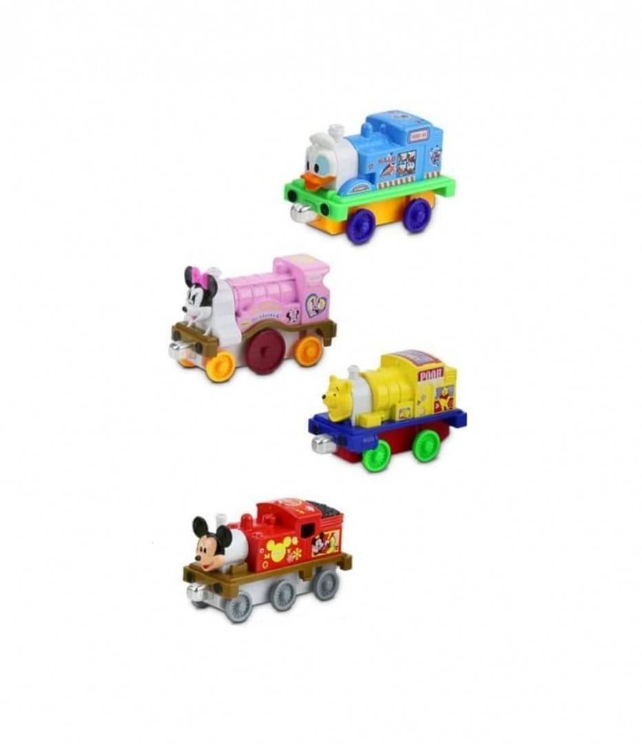Set 4 locomotive metalice cu magnet, tip Mickey Mouse, multicolor
