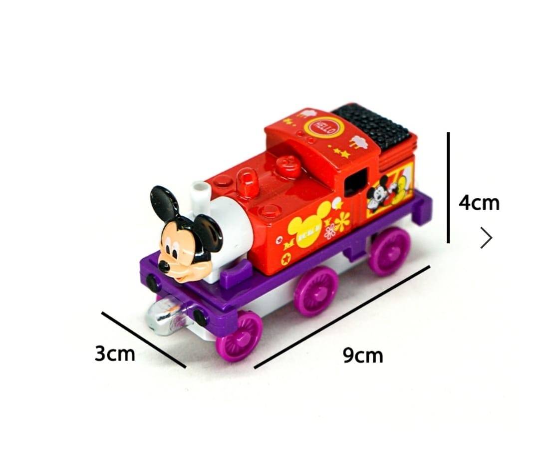 Set 4 locomotive metalice cu magnet, tip Mickey Mouse, multicolor