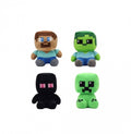 Set 4 Mascote de plus, tip Minecraft, cu ventuza, multicolor, 25 cm
