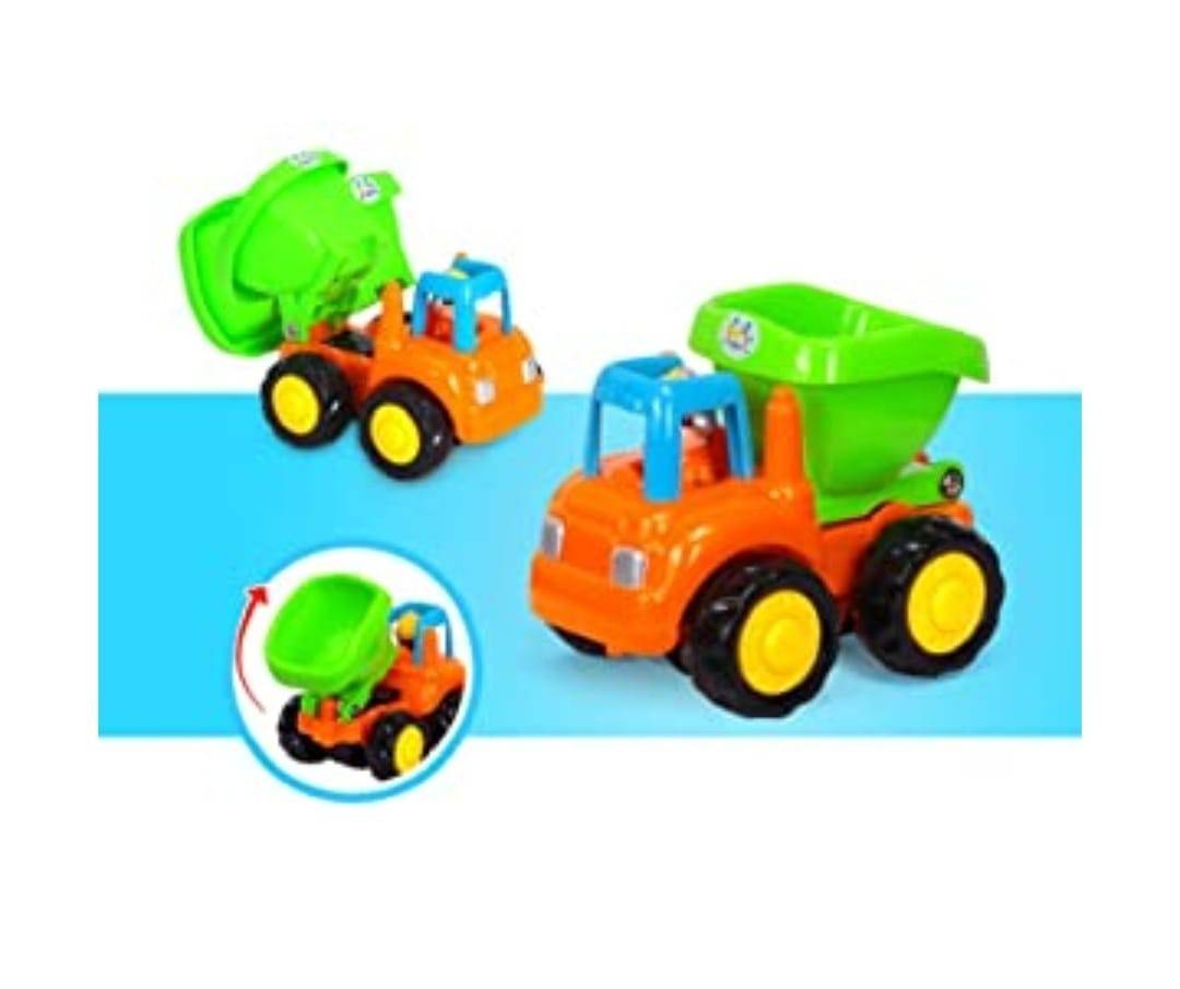 Set 4 Masinute, Vehicole de constructie, pentru bebelusi, multicolor, 18 luni+