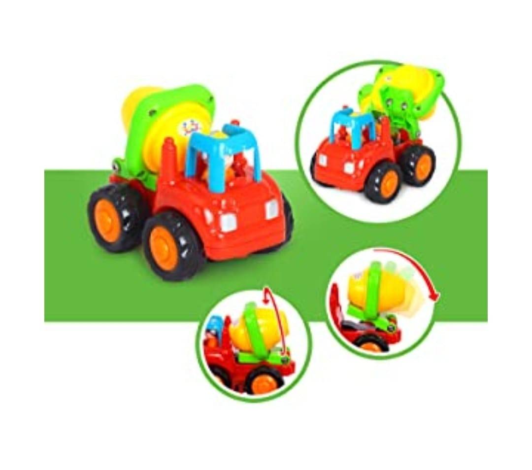 Set 4 Masinute, Vehicole de constructie, pentru bebelusi, multicolor, 18 luni+