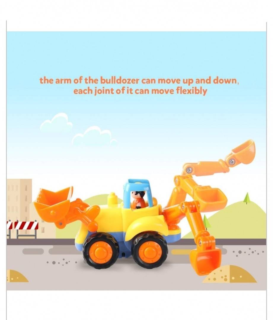 Set 4 Masinute, Vehicole de constructie, pentru bebelusi, multicolor, 18 luni+