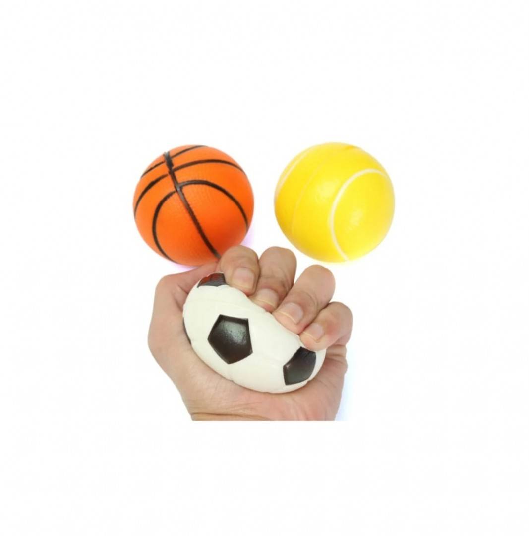 Set 4 Mingi Spuma, Fotbal, Baschet, Tenis, Baseball, multicolor, 6 cm