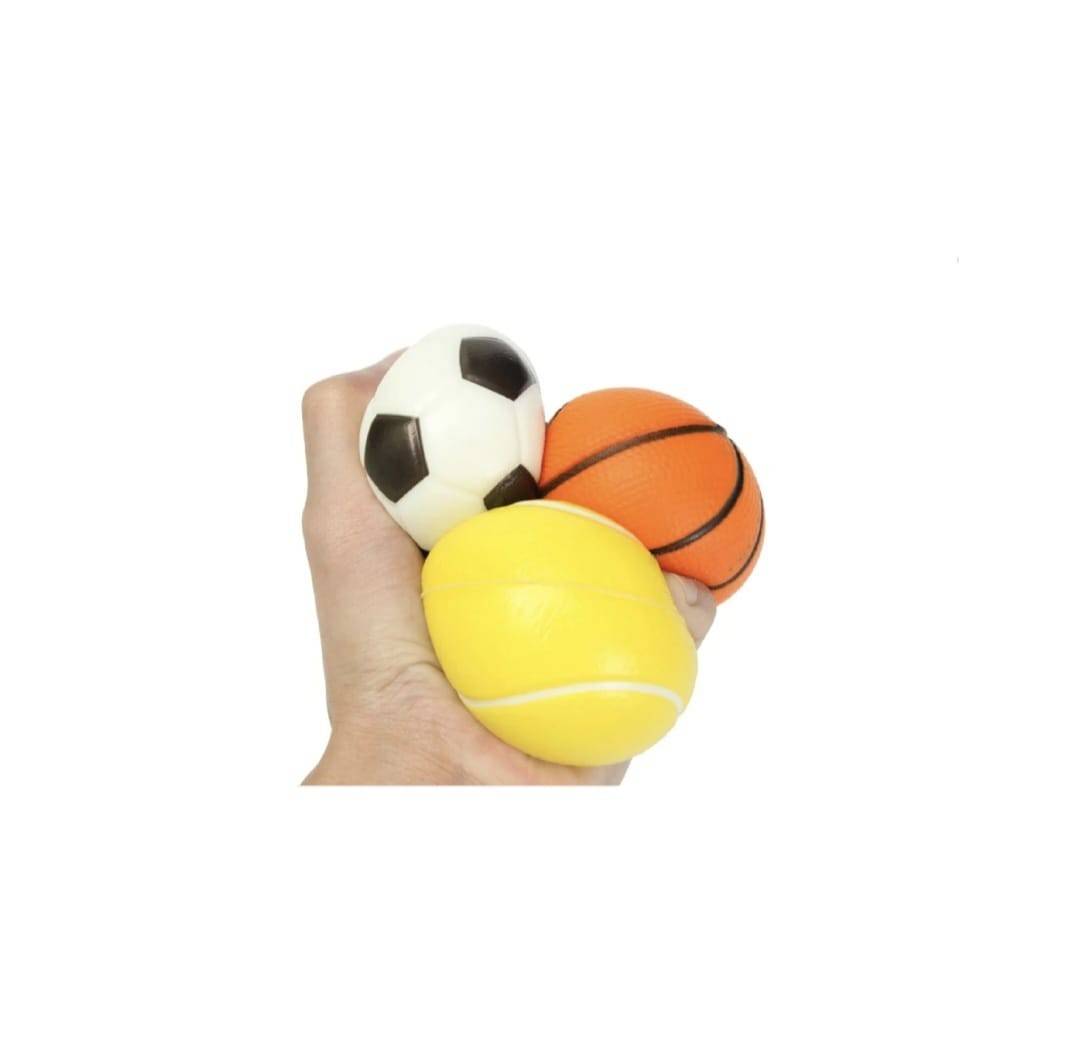 Set 4 Mingi Spuma, Fotbal, Baschet, Tenis, Baseball, multicolor, 6 cm