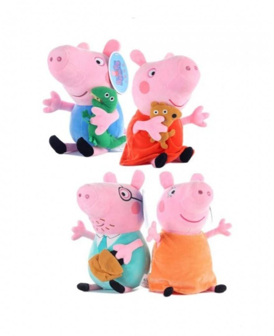 Set 4 Plusuri, Familia Peppa Pig, multicolor, 38 cm