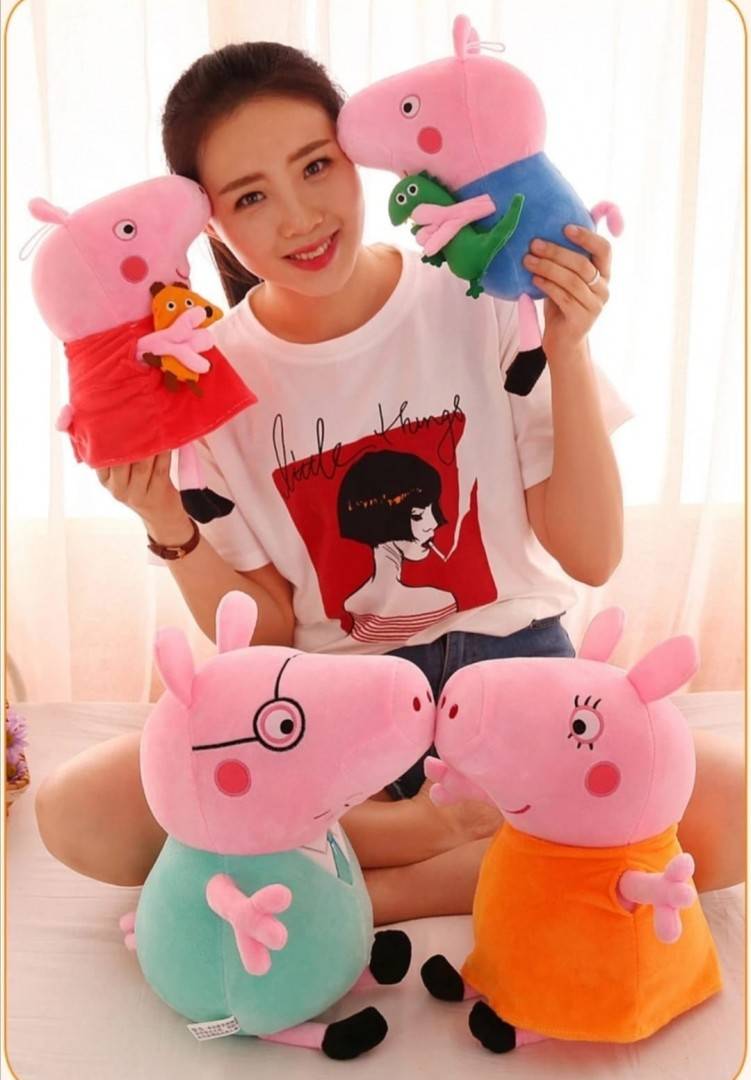 Set 4 Plusuri, Familia Peppa Pig, multicolor, 38 cm