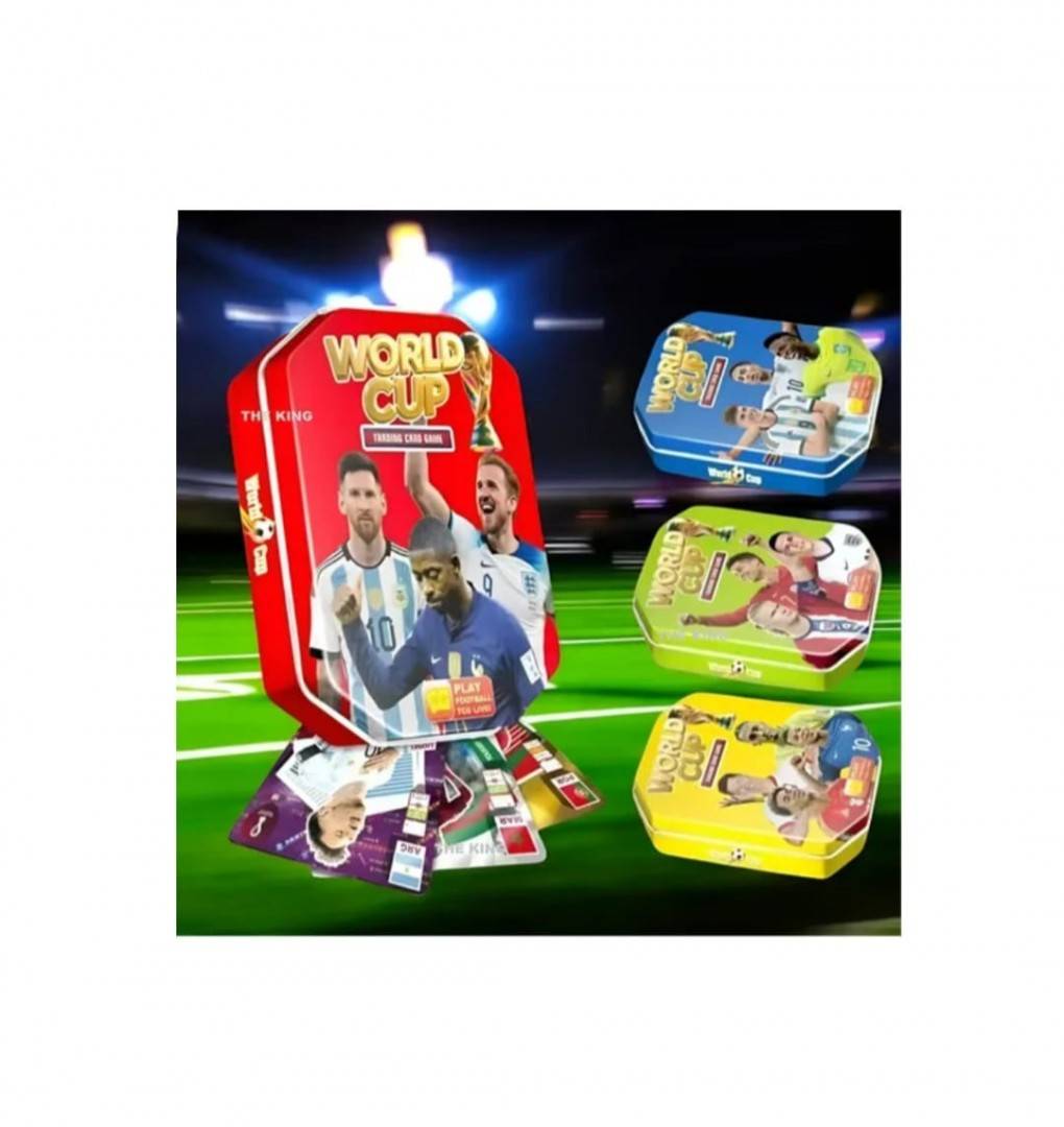 Set 46 Cartonase World Fotball Stars, cutie metalica, multicolor