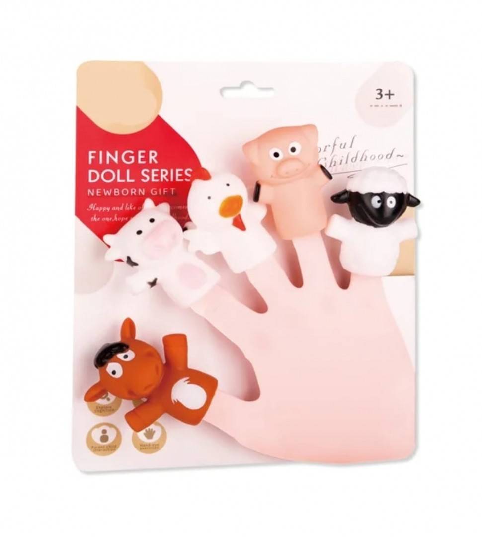 Set 5 Figurine Animalute Domestice, Finger Puppet, multicolor