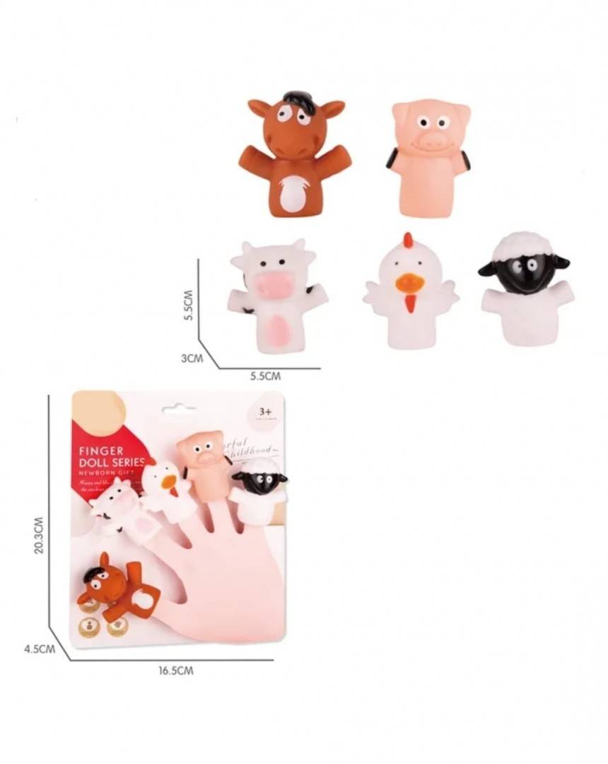 Set 5 Figurine Animalute Domestice, Finger Puppet, multicolor