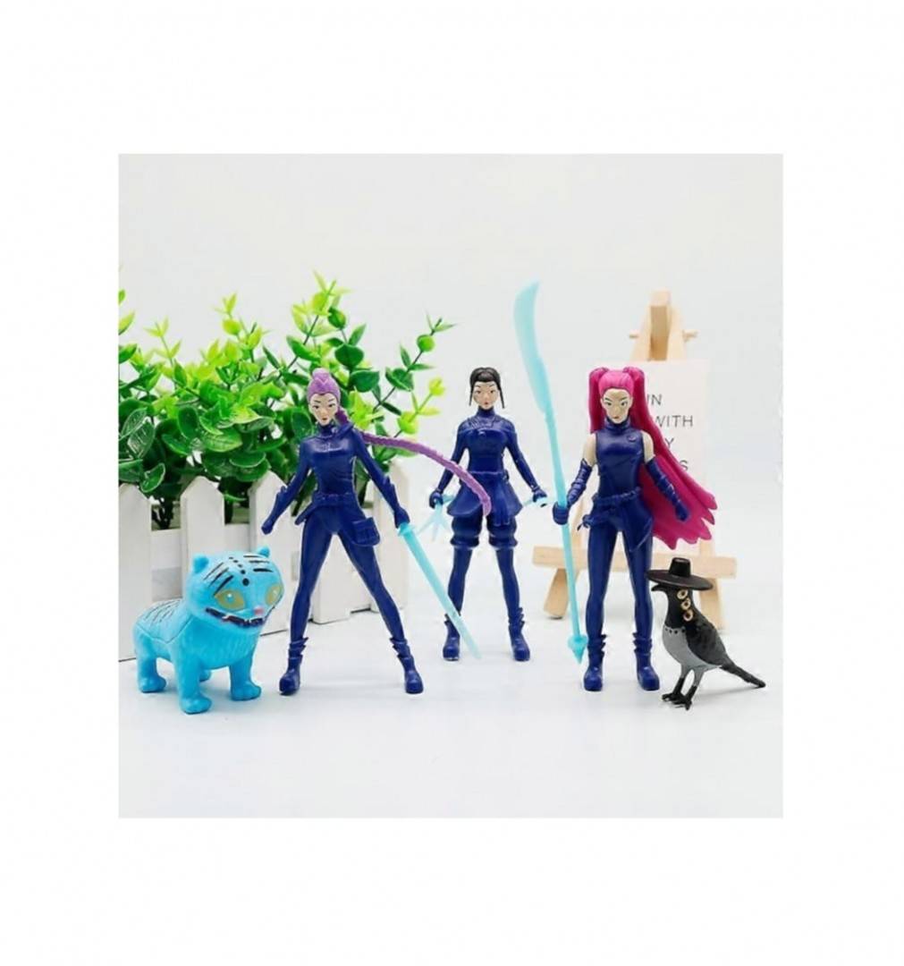 Set 5 figurine K Pop Demon Hunters, Derpys, Tiger, Rumi, Mira, Zoey, accesorii, multicolor, 11.5 cm