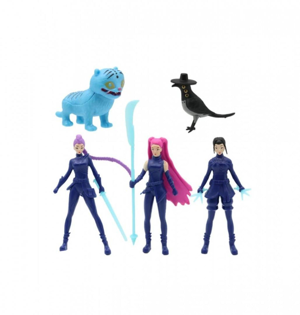 Set 5 figurine K Pop Demon Hunters, Derpys, Tiger, Rumi, Mira, Zoey, accesorii, multicolor, 11.5 cm