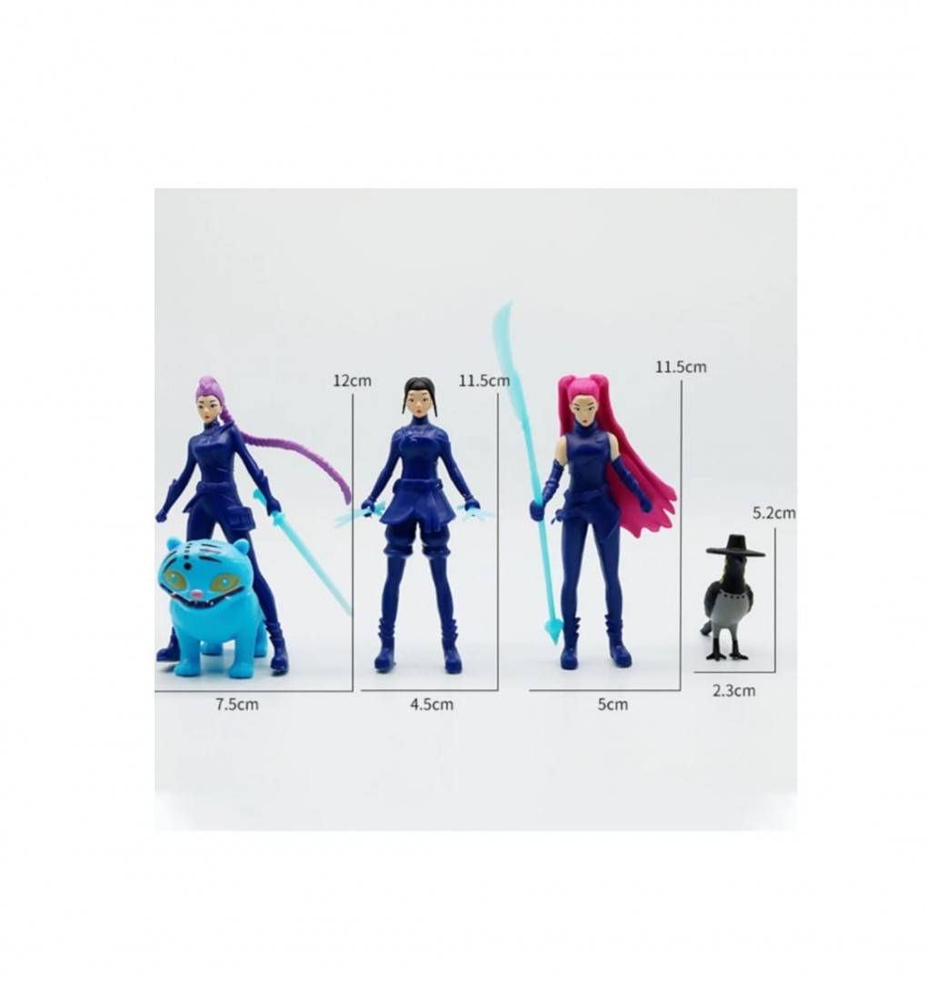 Set 5 figurine K Pop Demon Hunters, Derpys, Tiger, Rumi, Mira, Zoey, accesorii, multicolor, 11.5 cm