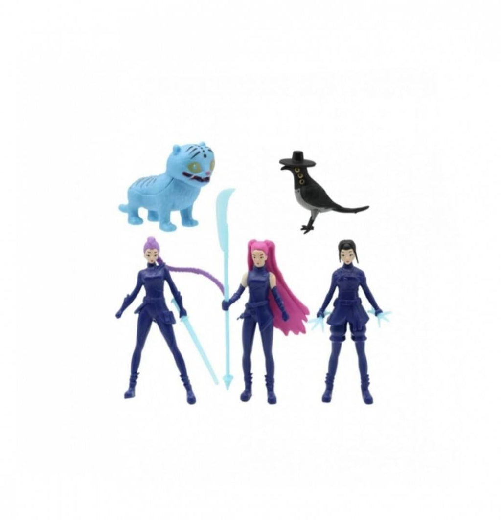 Set 5 figurine K Pop Demon Hunters, Derpys, Tiger, Rumi, Mira, Zoey, accesorii, multicolor, 11.5 cm