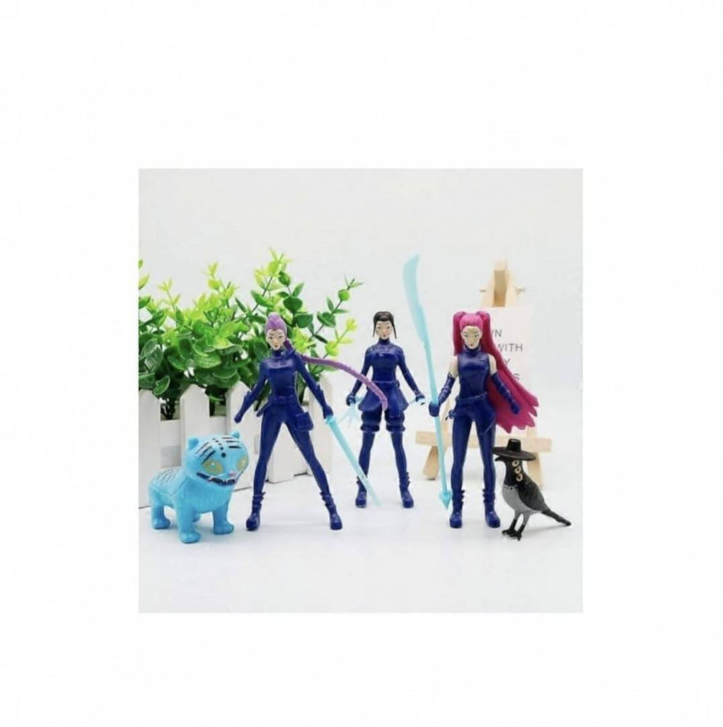 Set 5 figurine K Pop Demon Hunters, Derpys, Tiger, Rumi, Mira, Zoey, accesorii, multicolor, 11.5 cm