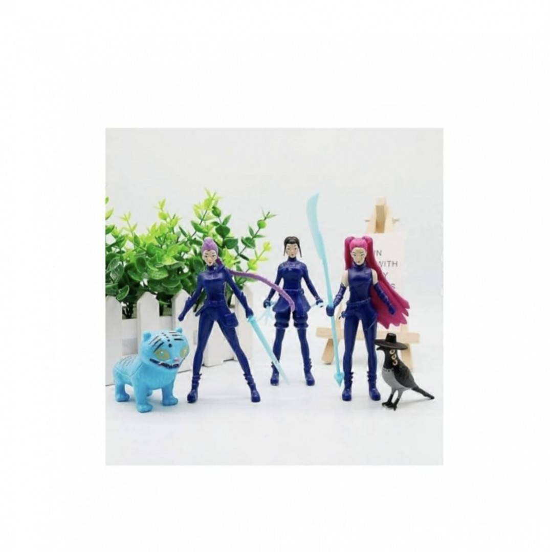Set 5 figurine K Pop Demon Hunters, Derpys, Tiger, Rumi, Mira, Zoey, accesorii, multicolor, 11.5 cm