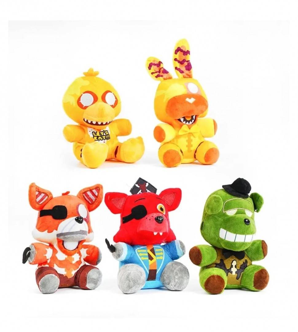 Set 5 jucarii de plus, Fnaf Five Nights at Freddy's, multicolor, 27 cm