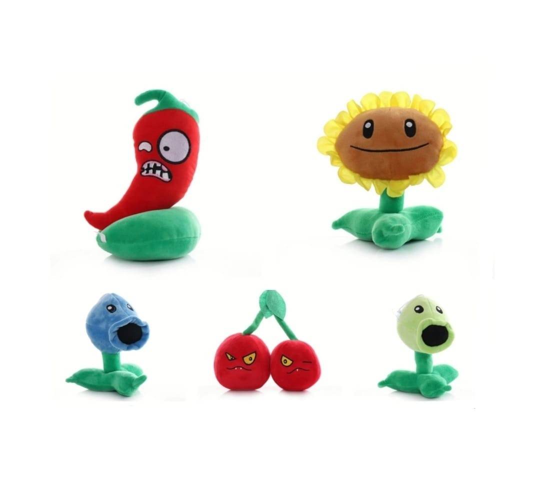 Set 5 Jucarii de Plus, Plants Vs Zombies, multicolor, 19 cm