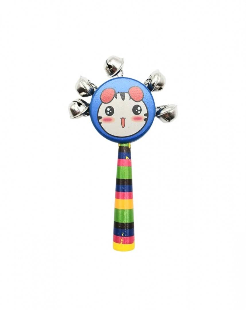 Set 5 jucarii muzicale, Sunatoare, clopotei, lemn, multicolor, 16 cm