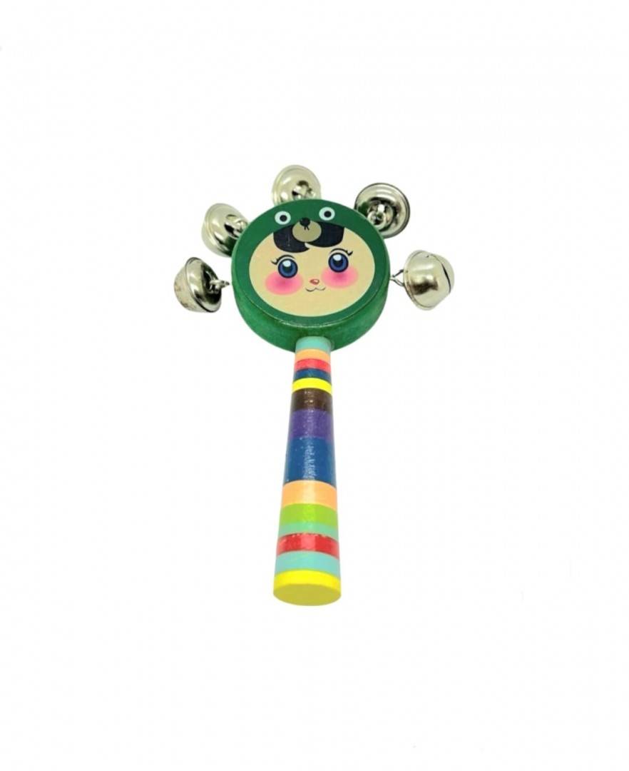 Set 5 jucarii muzicale, Sunatoare, clopotei, lemn, multicolor, 16 cm