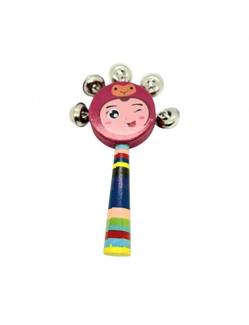 Set 5 jucarii muzicale, Sunatoare, clopotei, lemn, multicolor, 16 cm