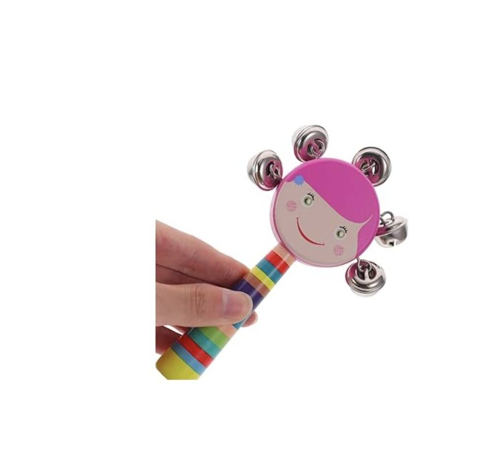 Set 5 jucarii muzicale, Sunatoare, clopotei, lemn, multicolor, 16 cm