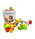 Set 50 Cuburi Constructie, lemn, multicolor