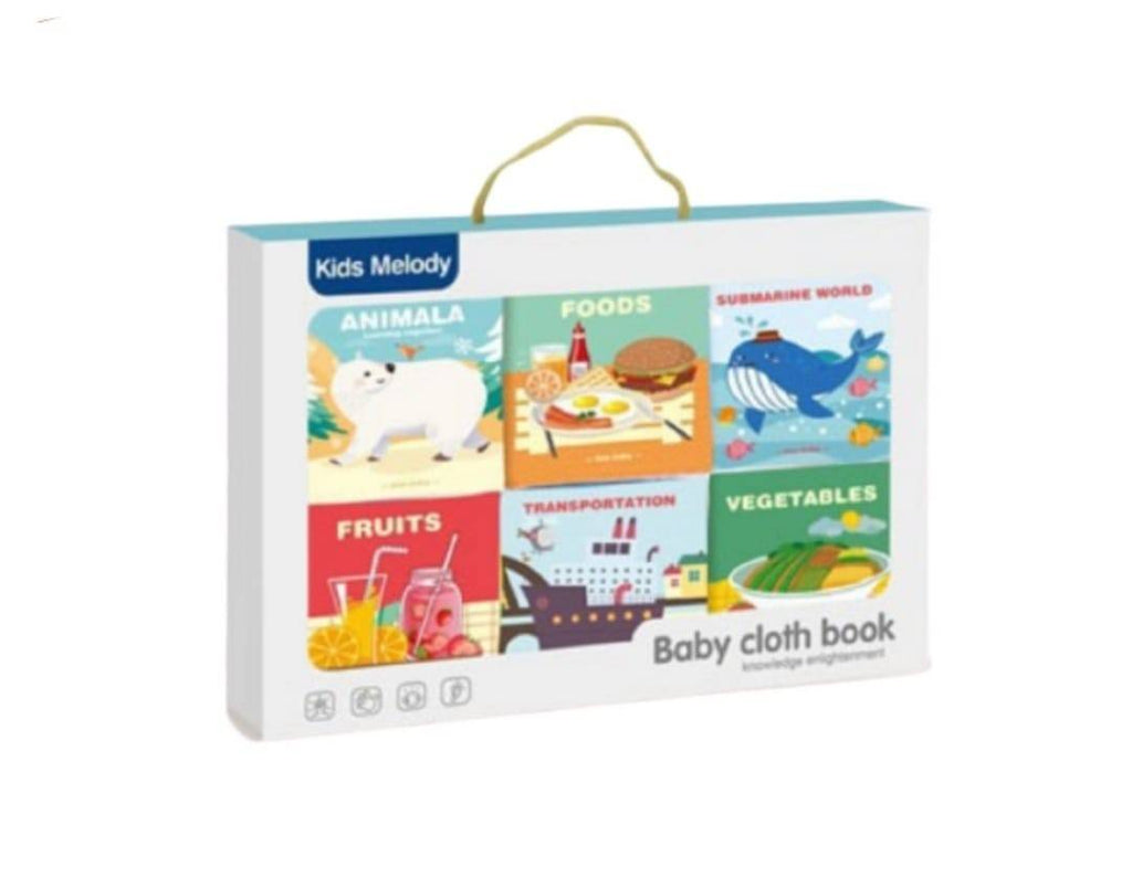 Set 6 carticele textile educative cu pagini chitaitoare si fosnaitoare pentru bebelusi, multicolor, 12 cm
