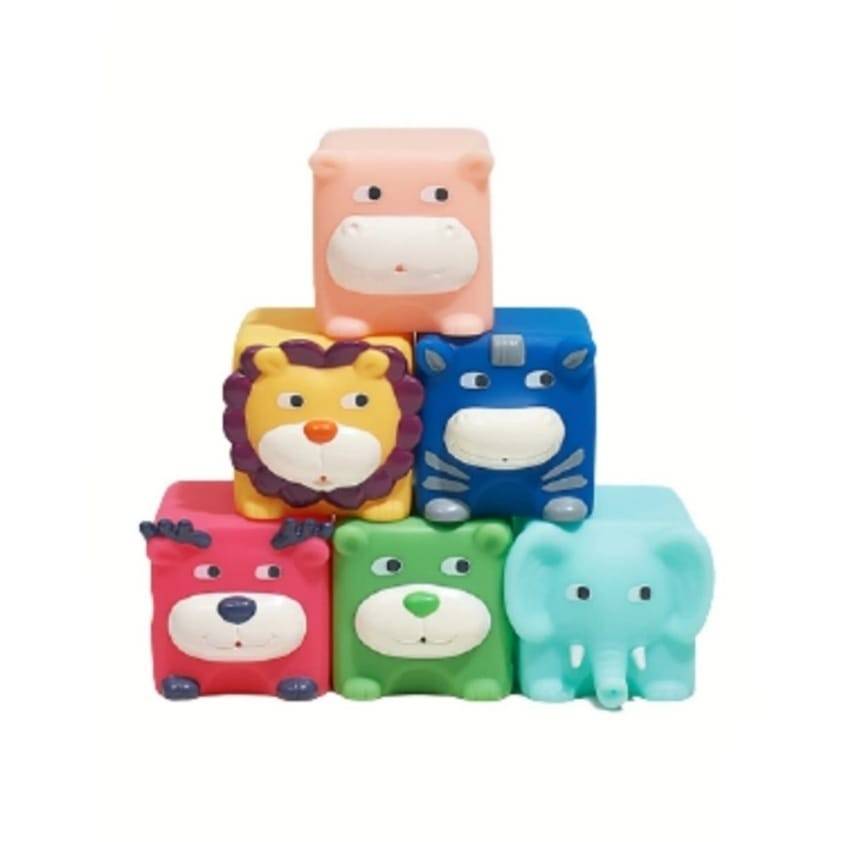 Set 6 Cuburi Moi Animale Salbatice pentru bebelusi, multicolor, silicon