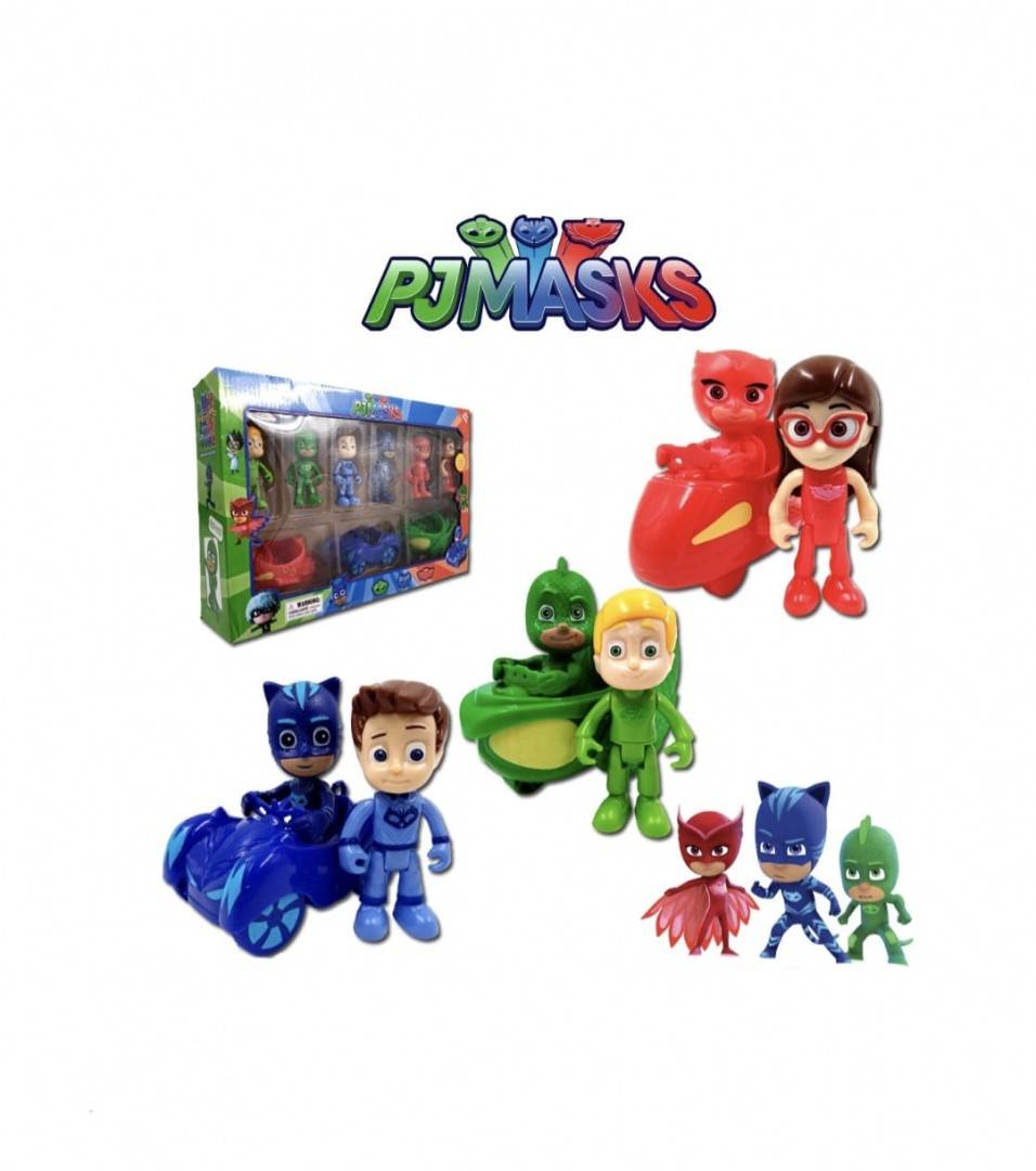 Set 6 Figurine, Eroii in Pijamale, 3 Masinute, MASHASHOP, multicolor, 8 cm
