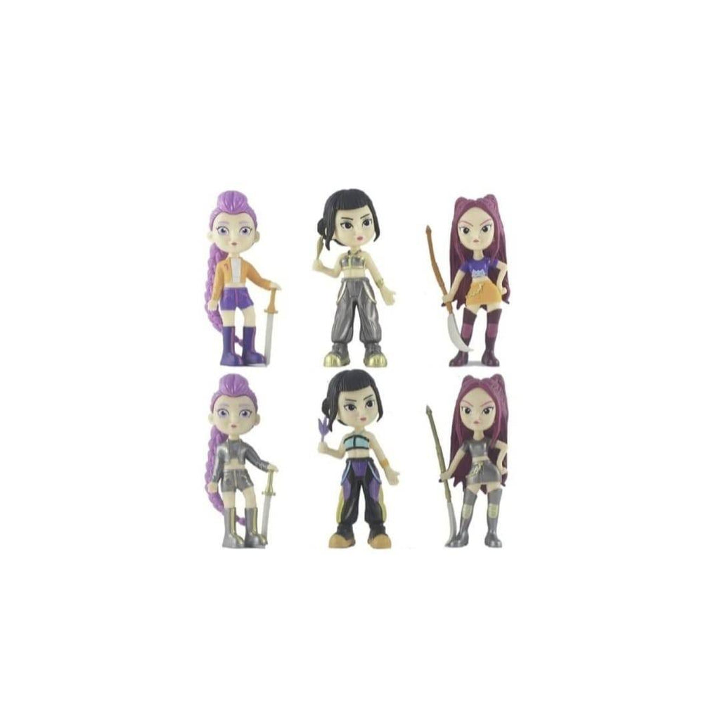 Set 6 figurine K Pop Demon Hunter Girl, cu accesorii, mov/multicolor, 18 cm