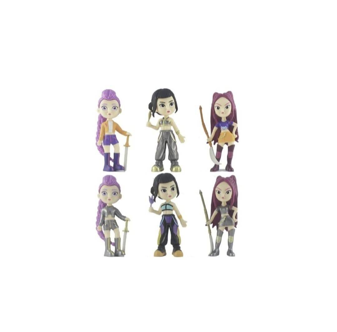 Set 6 figurine K Pop Demon Hunter Girl, cu accesorii, mov/multicolor, 18 cm