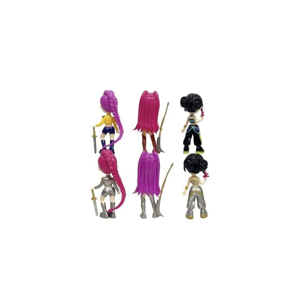 Set 6 figurine K Pop Demon Hunter Girl, cu accesorii, mov/multicolor, 18 cm