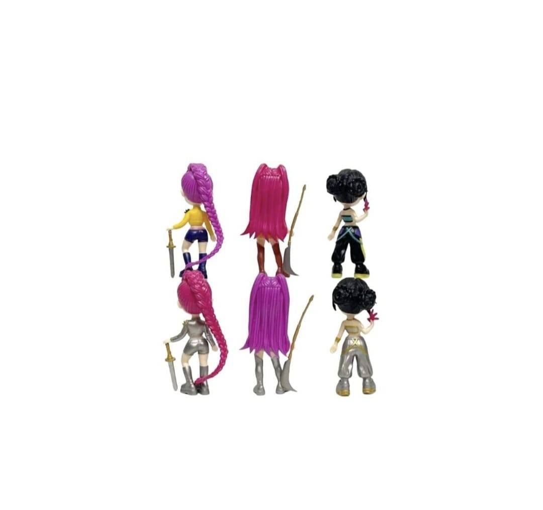 Set 6 figurine K Pop Demon Hunter Girl, cu accesorii, mov/multicolor, 18 cm