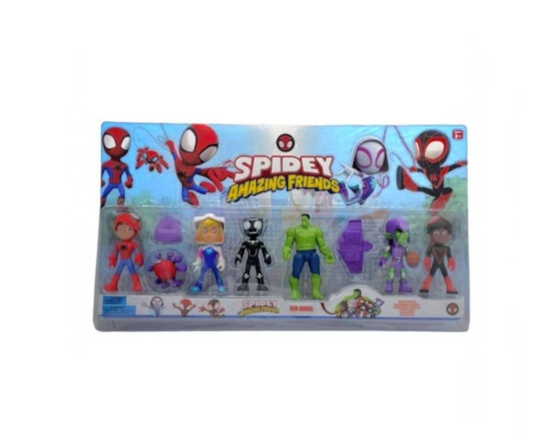 Set 6 Figurine, Paienjenel si Prietenii Spidey, multicolor, 7 cm - 11 cm, 3 ani+