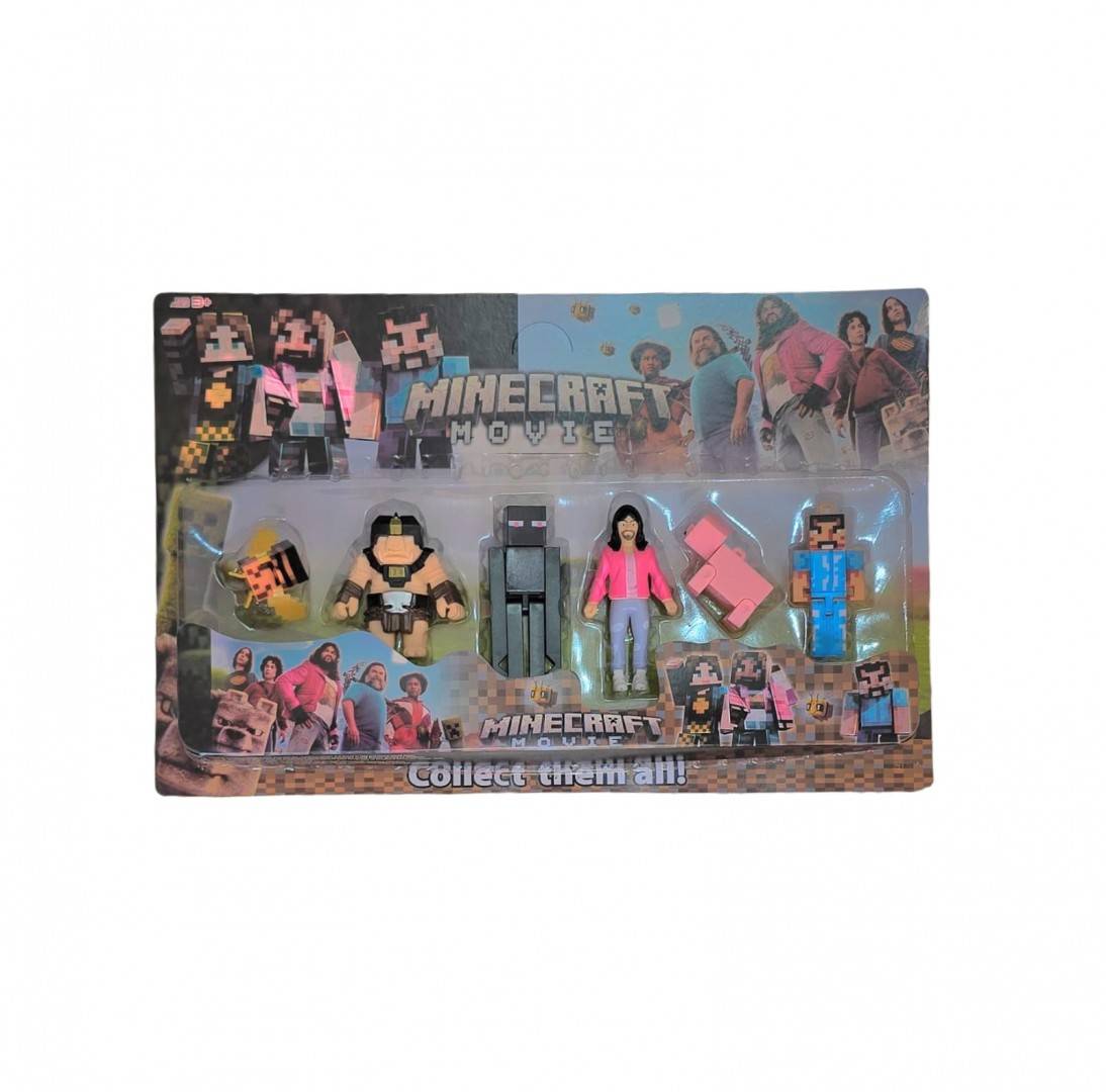 Set 6 Figurine, tip Minecraft movie, albastru/multicolor, 8 cm