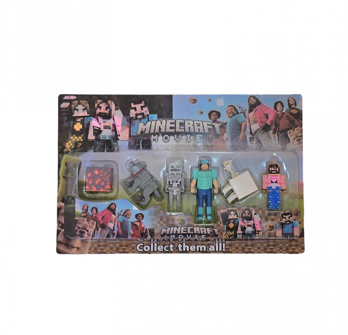Set 6 Figurine, tip Minecraft movie, gri/multicolor, 8 cm