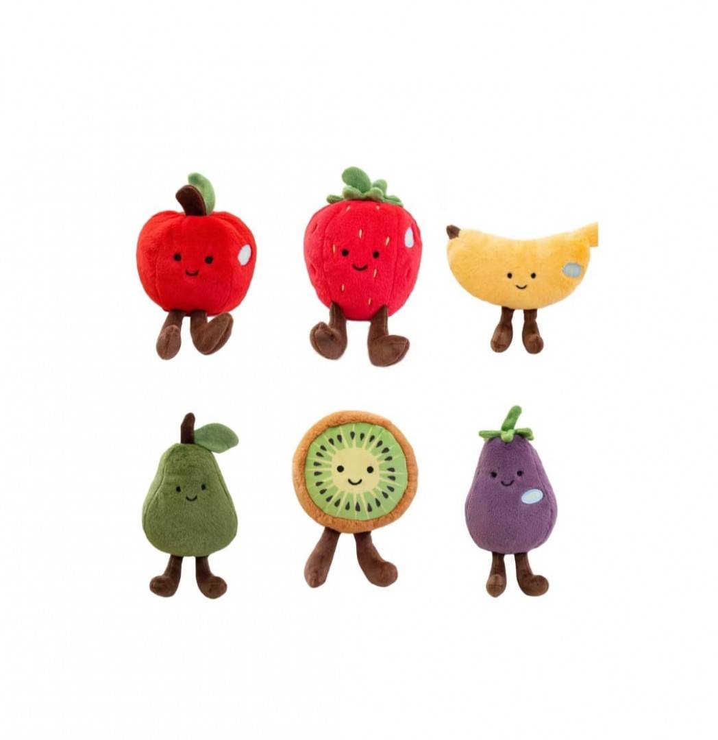 Set 6 Fructe de plus, tip breloc, parfumate, multicolor, 15 cm
