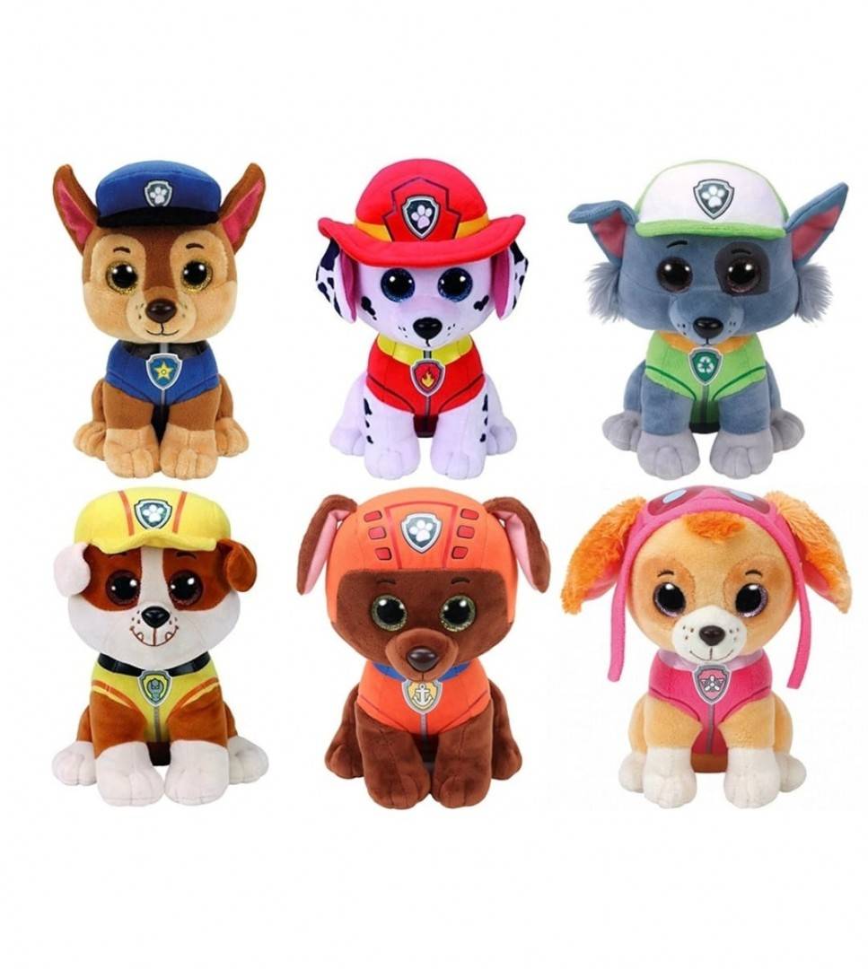 Set 6 jucarii de plus, Patrula Catelusilor, multicolor, 27 cm