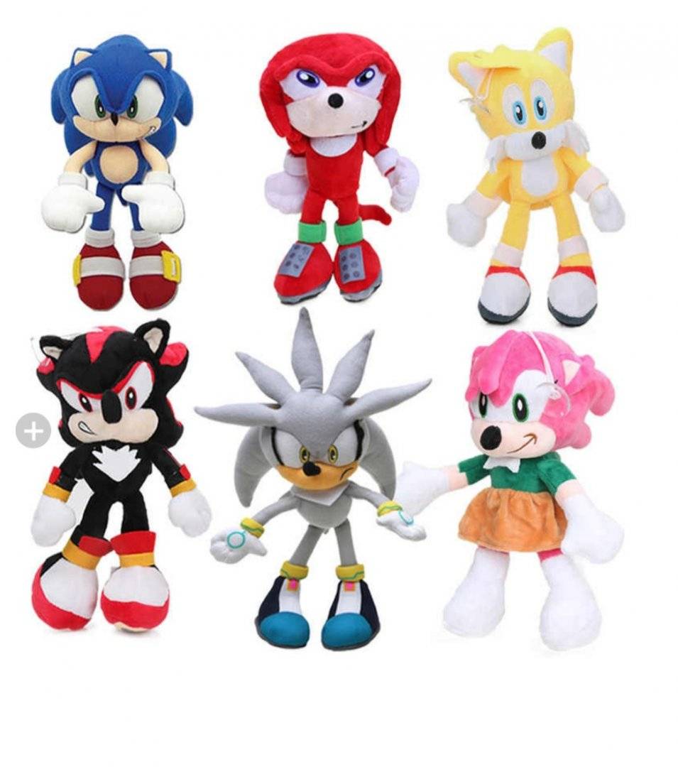 Set 6 Jucarii  de plus, Super Sonic, multicolor, 25 - 28 cm