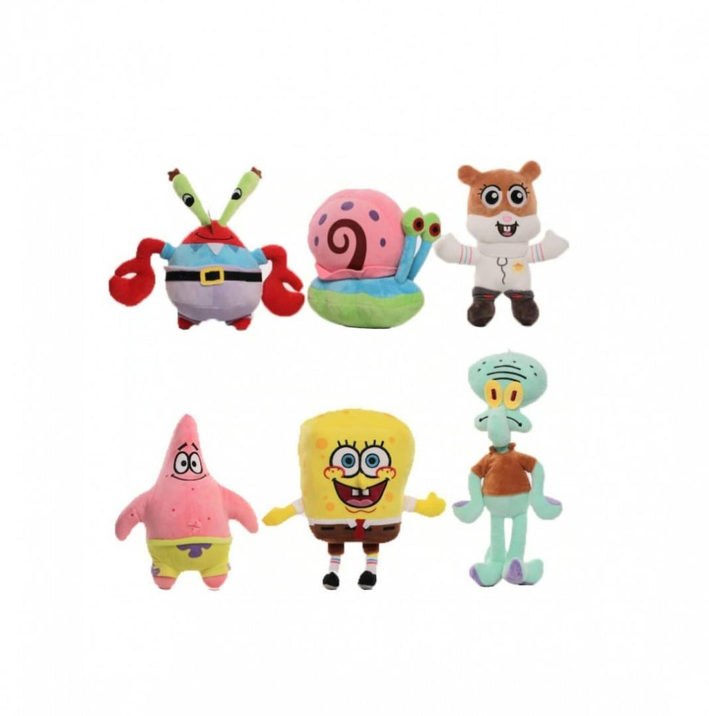 Set 6 Mascote de plus, Sponge Bob, multicolor, 25 cm - 30 cm
