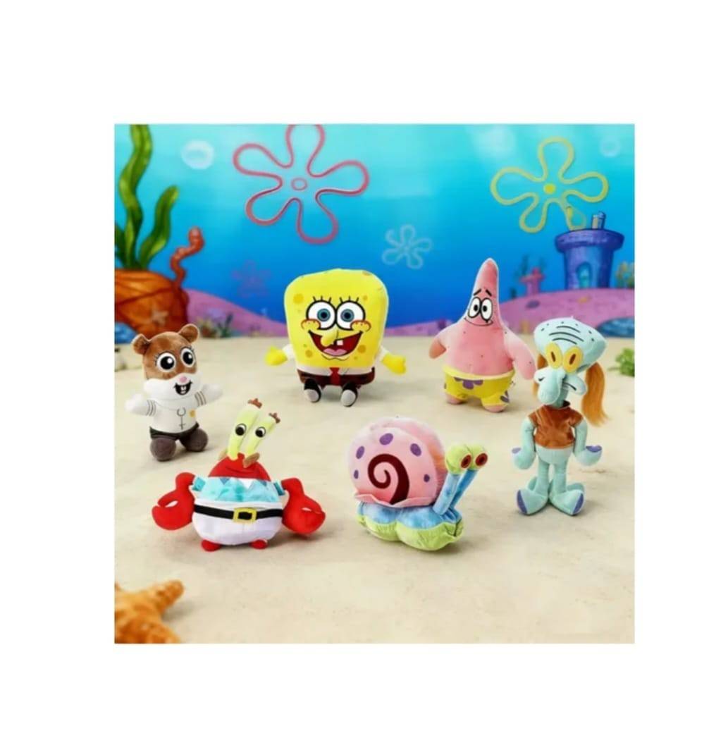 Set 6 Mascote de plus, Sponge Bob, multicolor, 25 cm - 30 cm