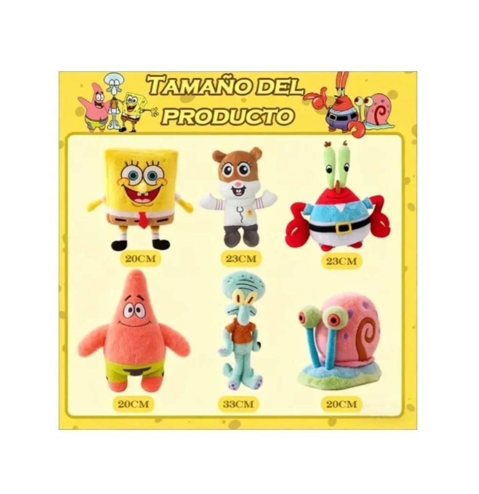 Set 6 Mascote de plus, Sponge Bob, multicolor, 25 cm - 30 cm