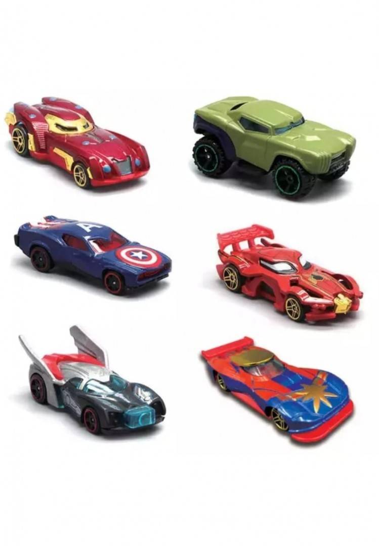 Set 6 Masinute Super Eroi, metalice, multicolor, 7 cm