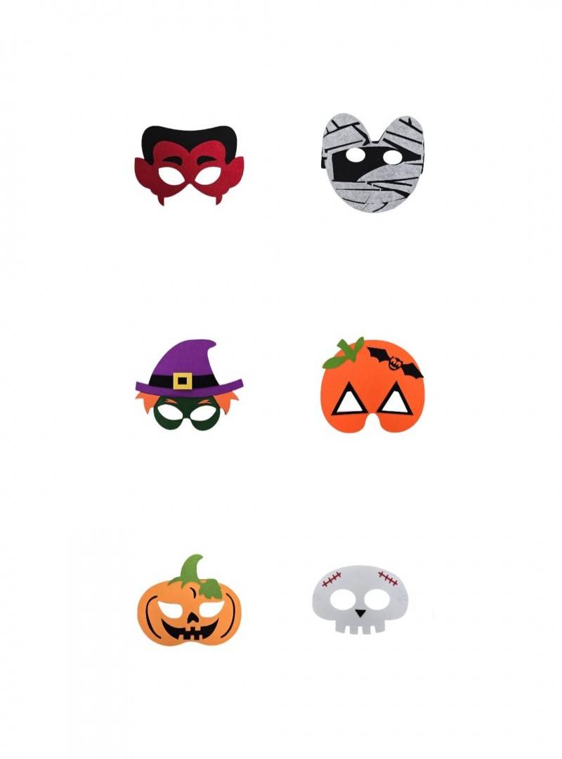 Set 6 Masti copii, Halloween, diverse modele, multicolor, 3 ani - 6 ani