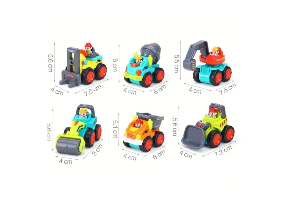 Set 6 Mini Vehicule Jucarii Utilaje pentru constructii, Hola, multicolor